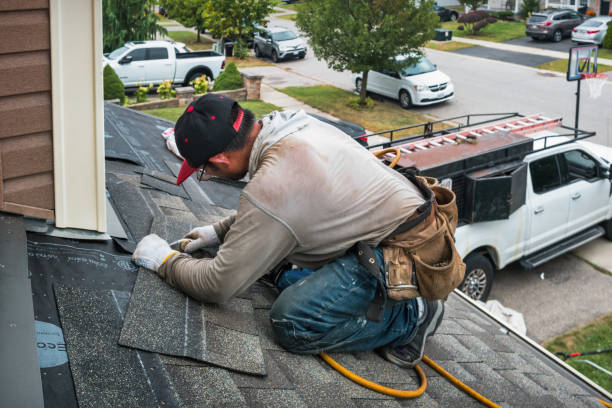 Professional Roof Inspection technician working in Hall, NY